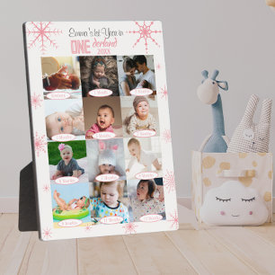 Winter onederland Baby's 1st Year Photo Collage Plaque