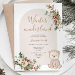 Winter onederland Bear Berries Baby Shower Invitation<br><div class="desc">Bear Snowflakes Winter onederland Berries Baby Shower Invitation</div>