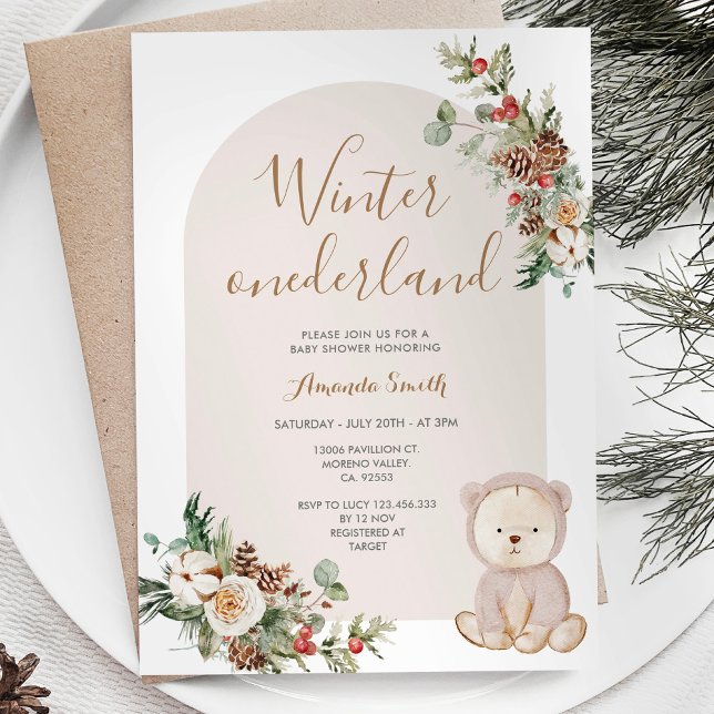  Winter onederland Bear Berries Baby Shower Invitation (Creator Uploaded)
