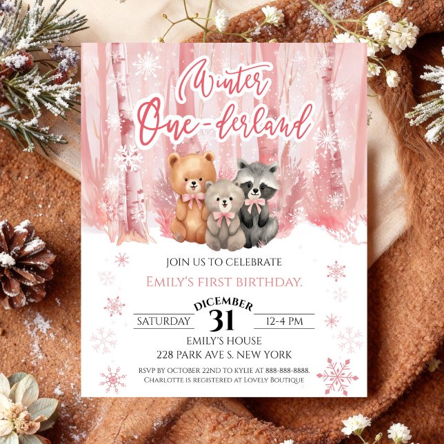 Winter Onederland Bear Pink First Birthday Budget (Creator Uploaded)