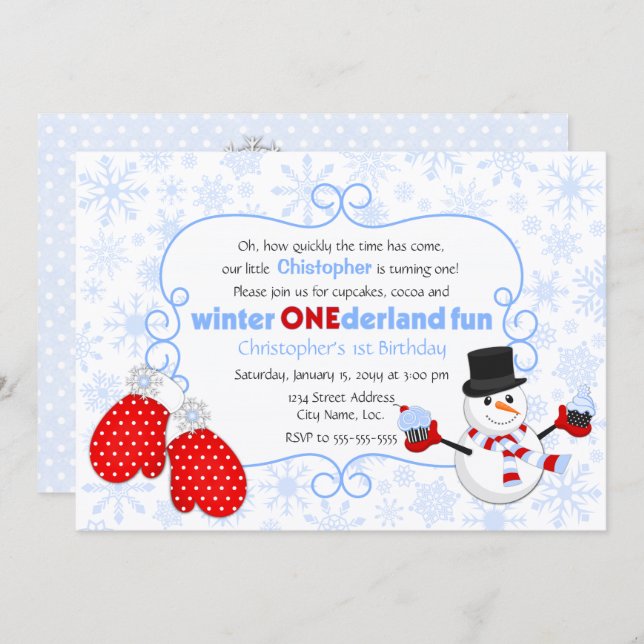 Winter ONEderland Birthday Invitation (Front/Back)