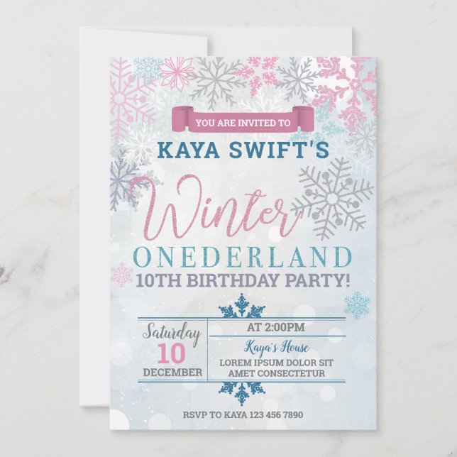 Winter Onederland Birthday Invitation (Front)