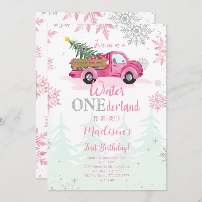 Winter ONEderland Birthday Invitation (Front/Back)