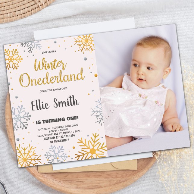 Winter ONEderland Birthday Invitations Snow Photo (Winter ONEderland Birthday Invitations Snow Photo)