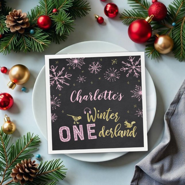 Winter Onederland Birthday Napkins Snowflakes (Creator Uploaded)