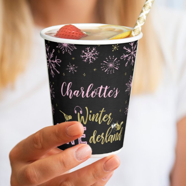 Winter Onederland Birthday Paper Cups Snowflakes (Creator Uploaded)