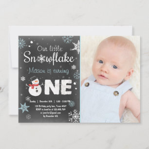 Winter Onederland birthday party snowman Blue mint Invitation