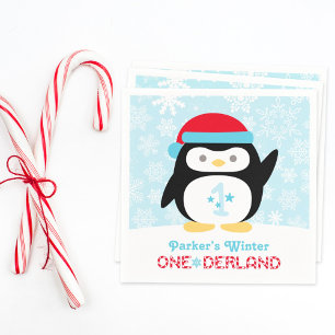 Winter ONEderland Birthday   Penguin Party Napkins