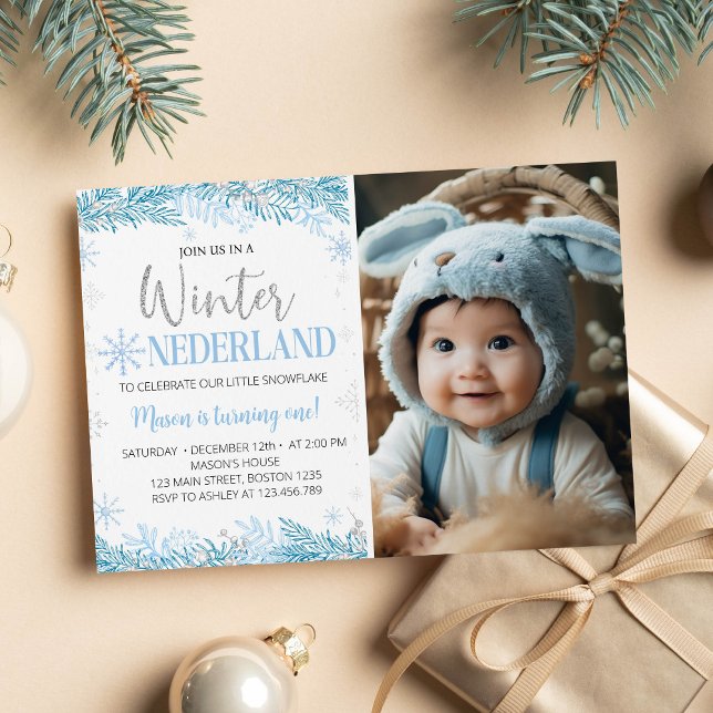 Winter Onederland Birthday Photo Invitation (Creator Uploaded)