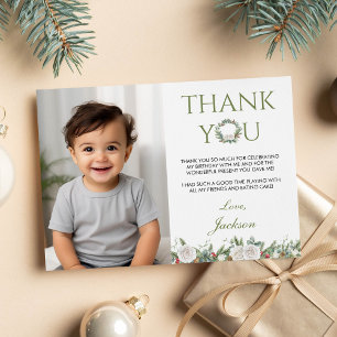 Winter Onederland Birthday Photo Thank You Card