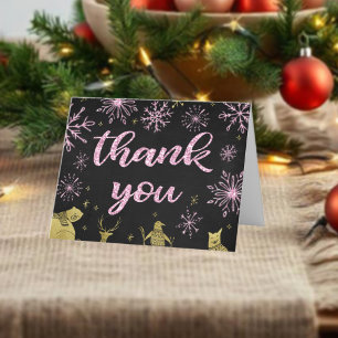 Winter Onederland Birthday Snowflakes Thank You Card