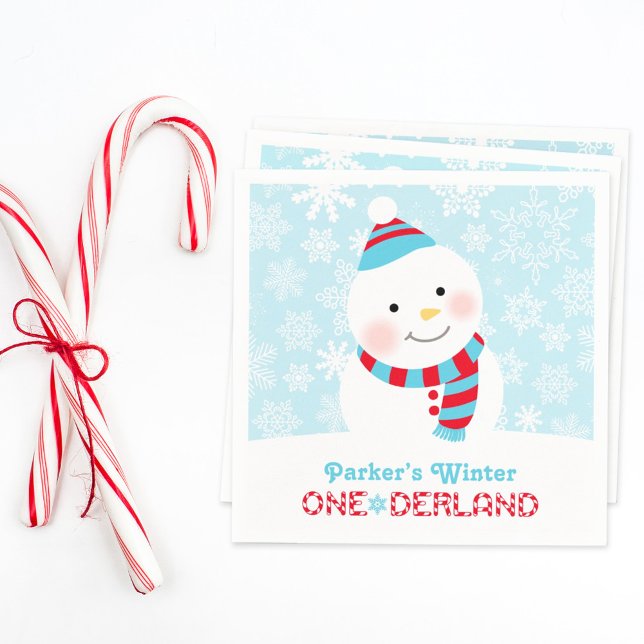 Winter ONEderland Birthday Snowman Party Napkin (Creator Uploaded)