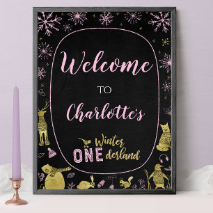 Winter Onederland Birthday Welcome Sign Snowflakes
