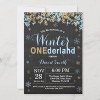 Winter Onederland Blue and Gold Boy 1st Birthday