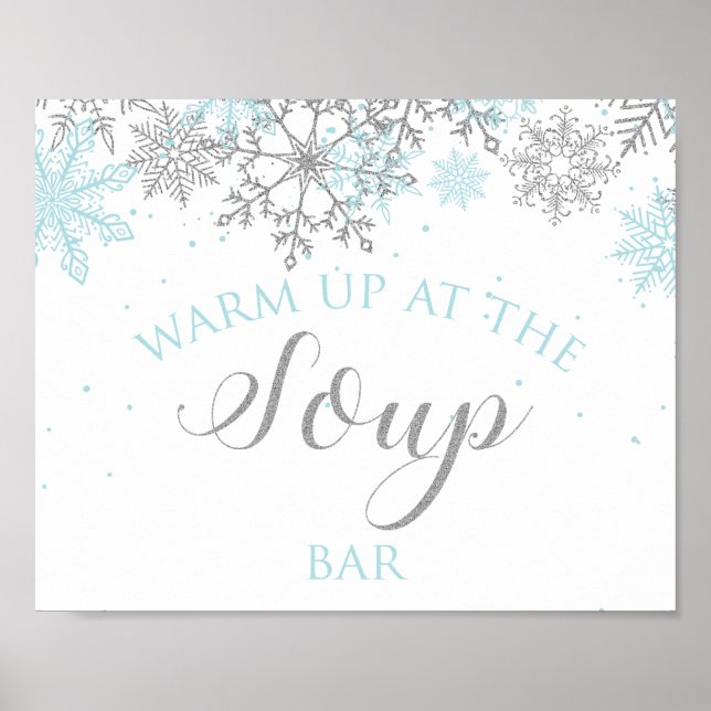 Winter Onederland Blue and Silver Soup Bar Poster (Front)