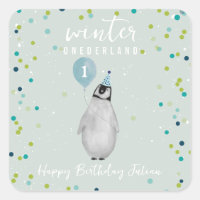 Winter Onederland Blue Birthday Penguin Balloon