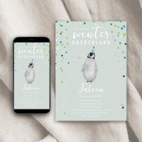 Winter Onederland Blue Birthday Penguin Confetti