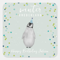 Winter Onederland Blue Birthday Penguin Confetti