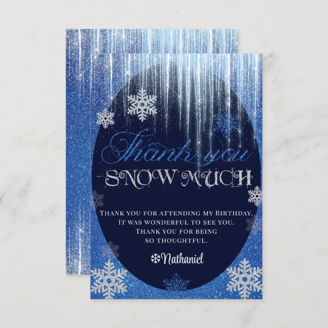 Winter ONEderland Blue Flat Thank You Card (Front/Back)