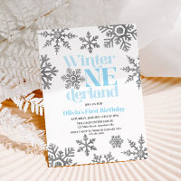 Winter Onederland Blue Silver Snowflake Birthday