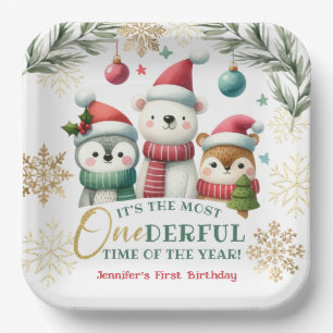 Winter Onederland Boho Snow Animals 1st Birthday Paper Plate