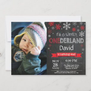 Winter Onederland Boy 1st Birthday Invitation