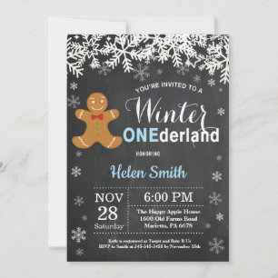 Winter Onederland Boy 1st Birthday Invitation
