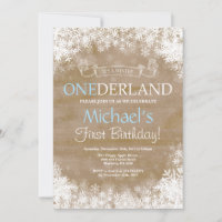 Winter Onederland Boy 1st Birthday Invitation