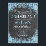 Winter Onederland Boy 1st Birthday Invitation<br><div class="desc">Winter Onederland Boy 1st Birthday Invitation. White and Blue Snowflake. First Birthday. Boy 1st Bday Invite. Chalkboard Background. Black and White. For further customisation,  please click the "Customise it" button and use our design tool to modify this template.</div>