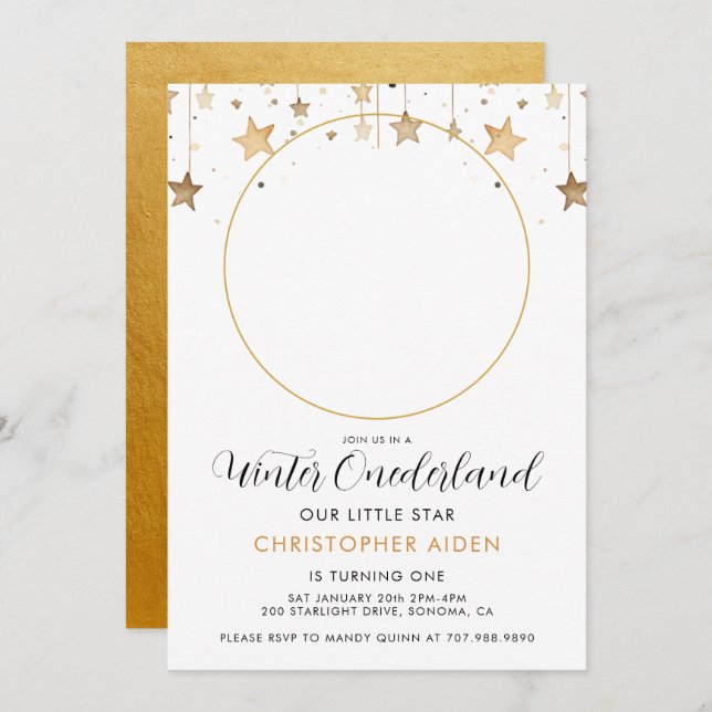 Winter ONEderland Boy 1st Birthday  Invitation (Front/Back)
