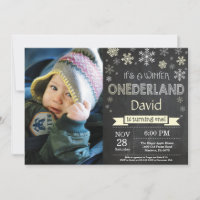 Winter Onederland Boy 1st Birthday Invitation