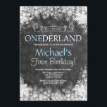 Winter Onederland Boy 1st Birthday Invitation<br><div class="desc">Winter Onederland Boy 1st Birthday Invitation. White Snowflake. First Birthday. Boy 1st Bday Invite. Chalkboard Background. Black and White. For further customisation,  please click the "Customise it" button and use our design tool to modify this template.</div>
