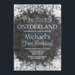 Winter Onederland Boy 1st Birthday Invitation<br><div class="desc">Winter Onederland Boy 1st Birthday Invitation. White Snowflake. First Birthday. Boy 1st Bday Invite. Chalkboard Background. Black and White. For further customisation,  please click the "Customise it" button and use our design tool to modify this template.</div>