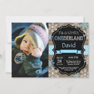 Winter Onederland Boy 1st Birthday Invitation