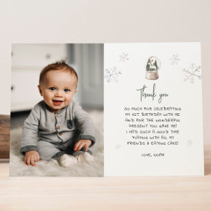 Winter Onederland Boy 1st Birthday  Thank You Card
