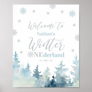 Winter onederland Boy 1st Birthday Welcome Sign