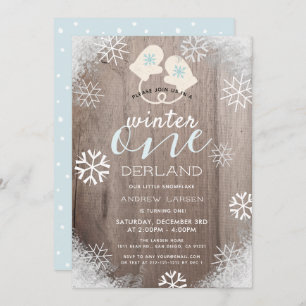 Winter Onederland Boy's 1st Birthday Invitation