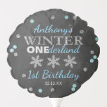 Winter ONEderland Chalkboard 1st Birthday Balloon<br><div class="desc">These cute little snowflake balloons are perfect for anyone celebrating a birthday this winter time. The design is easy to personalise with your own wording and your family and friends will be thrilled when they see these fabulous party balloons. Matching party items can be found in the collection.</div>
