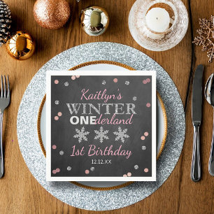 Winter ONEderland Chalkboard 1st Birthday Napkin