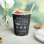 Winter ONEderland Chalkboard 1st Birthday Paper Cups<br><div class="desc">These paper cups are perfect for anyone celebrating a 1st birthday this year. The design is easy to personalise with your own wording and matching party items can be found in the collection.</div>