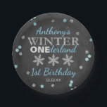 Winter ONEderland Chalkboard 1st Birthday Paper Plate<br><div class="desc">Celebrate in style with these fun and modern 1st birthday party paper plates. The design is easy to personalise with your own wording and your family and friends will be thrilled when they see these fabulous paper plates. Matching party items can be found in the collection.</div>