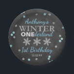 Winter ONEderland Chalkboard 1st Birthday Paper Plate<br><div class="desc">Celebrate in style with these fun and modern 1st birthday party paper plates. The design is easy to personalise with your own wording and your family and friends will be thrilled when they see these fabulous paper plates. Matching party items can be found in the collection.</div>