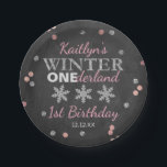 Winter ONEderland Chalkboard 1st Birthday Paper Plate<br><div class="desc">Celebrate in style with these fun and modern 1st birthday party paper plates. The design is easy to personalise with your own wording and your family and friends will be thrilled when they see these fabulous paper plates. Matching party items can be found in the collection.</div>