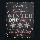Winter ONEderland Chalkboard 1st Birthday Welcome Poster<br><div class="desc">Celebrate in style with this trendy birthday 1st welcome sign. The design is easy to personalise with your own wording and your family and friends will be thrilled when they see this fabulous party sign. Matching party items can be found in the collection.</div>