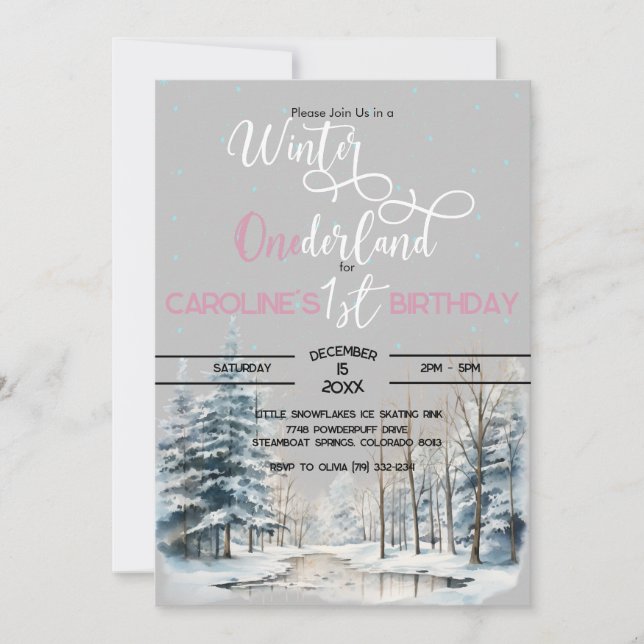 Winter Onederland Christmas 1st Birthday Boy Invitation (Front)