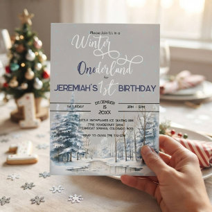 Winter Onederland Christmas 1st Birthday Boy Invitation