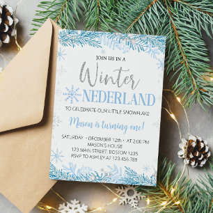 Winter Onederland Christmas Birthday Invitation