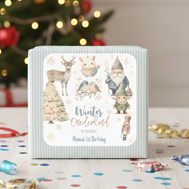 Winter onederland christmas birthday square sticker (Creator Uploaded)