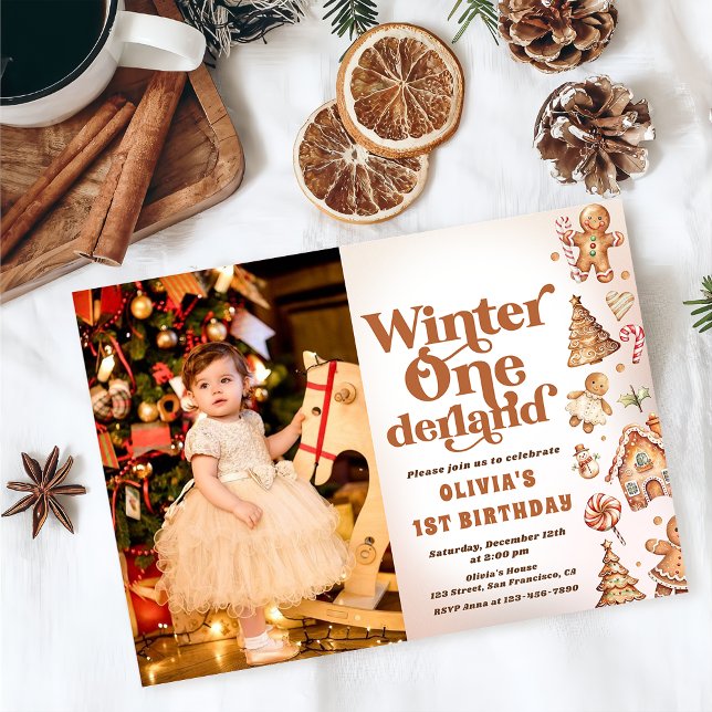 Winter Onederland Christmas Cookie Birthday Photo Invitation (Creator Uploaded)