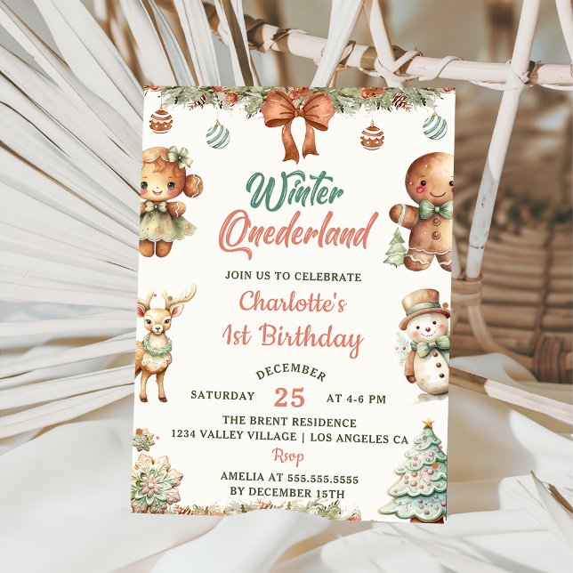 Winter Onederland Christmas Cookies Birthday Party Invitation (Creator Uploaded)